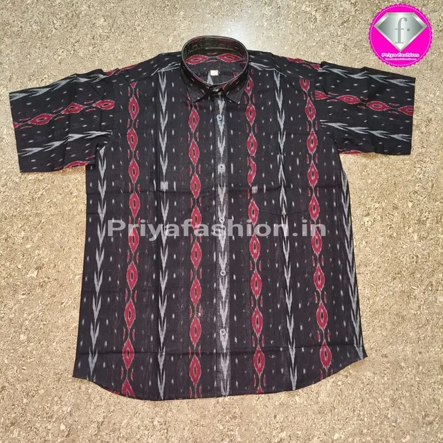 101040 Sambalpuri Handloom Cotton Half Shirt - 40
