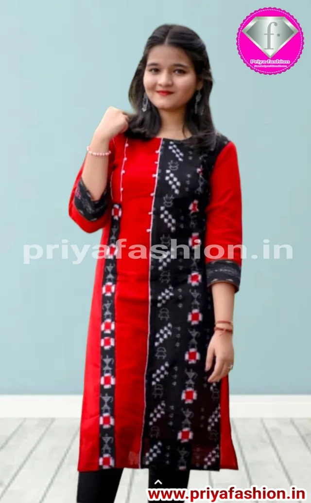 101061 Sambalpuri Handloom Cotton Kurti - 36 Chest