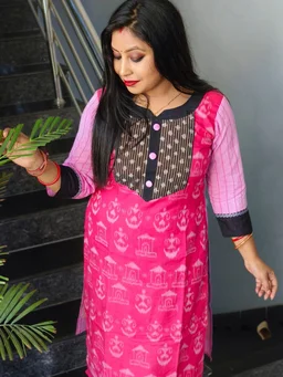101064 Sambalpuri Handloom Cotton Stiching Kurti - 36 Chest
