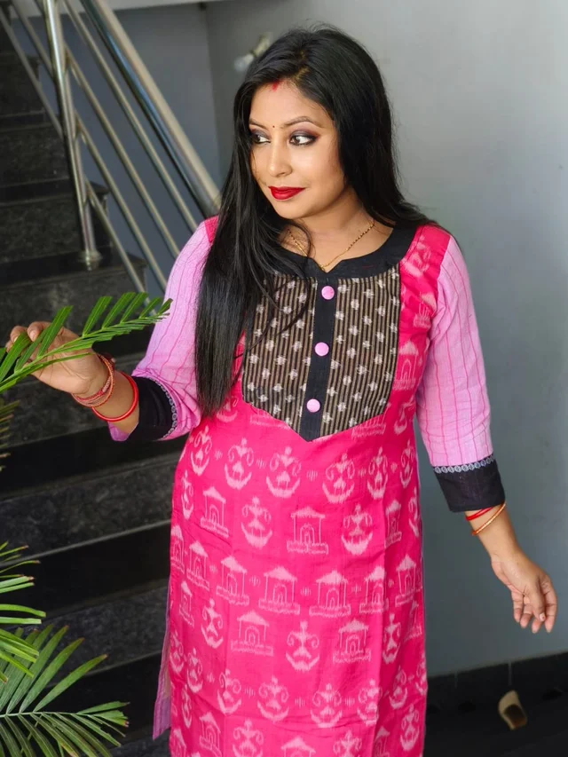 101064 Sambalpuri Handloom Cotton Stiching Kurti - 36 Chest
