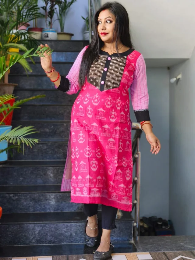101064 Sambalpuri Handloom Cotton Stiching Kurti - 44 Chest