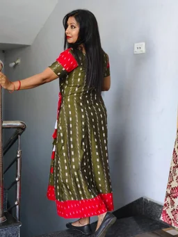 101065 Sambalpuri Handloom Round Kurti ,Anarkali - 42 Chest