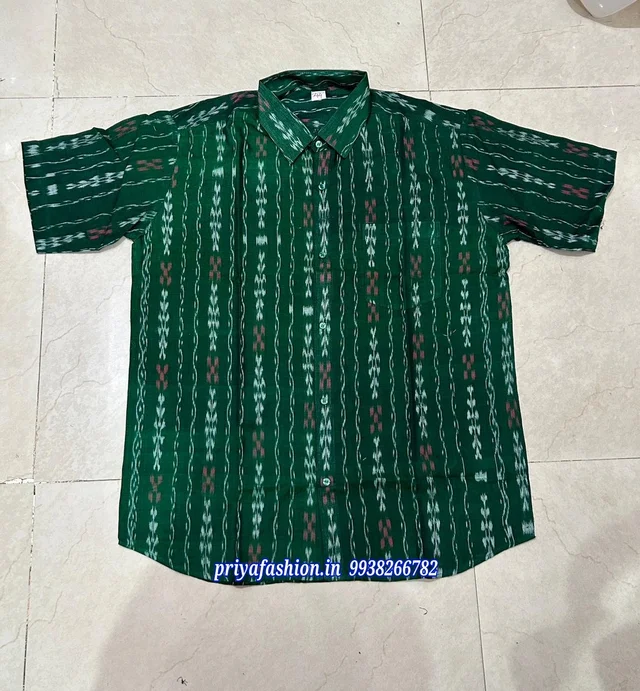 101206 Sambalpuri Handloom Cotton Half Shirt - 40