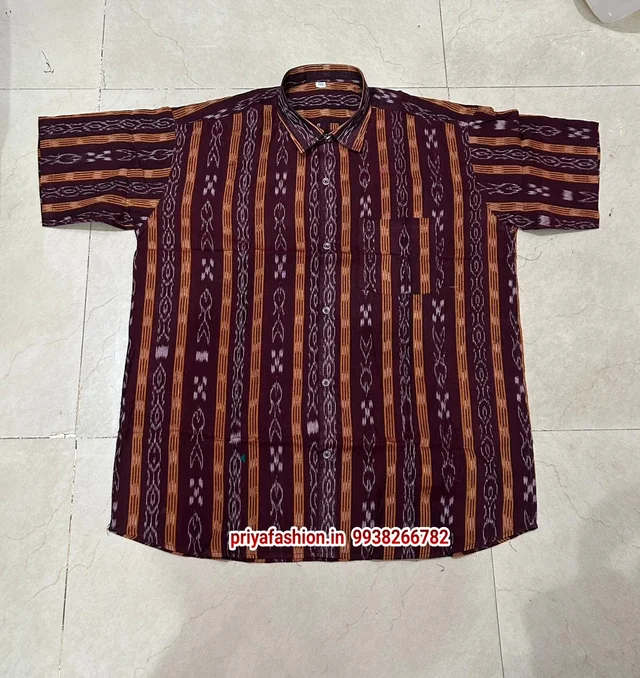 101207 Sambalpuri Handloom Cotton Half Shirt - 40