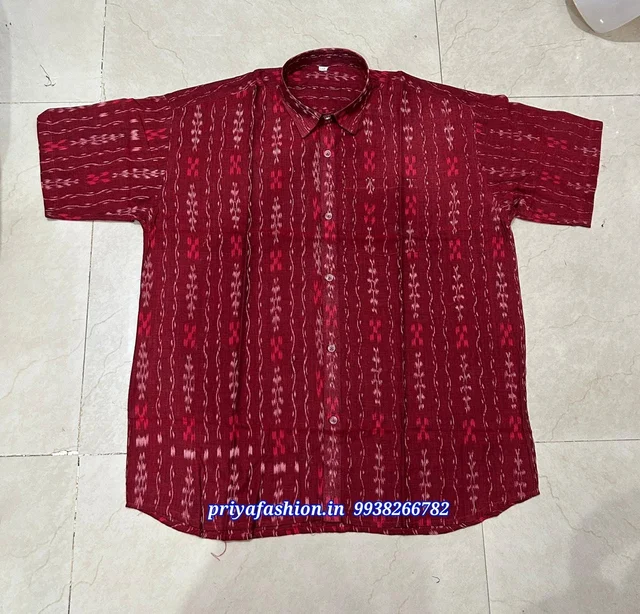 101208 Sambalpuri Handloom Cotton Half Shirt - 38