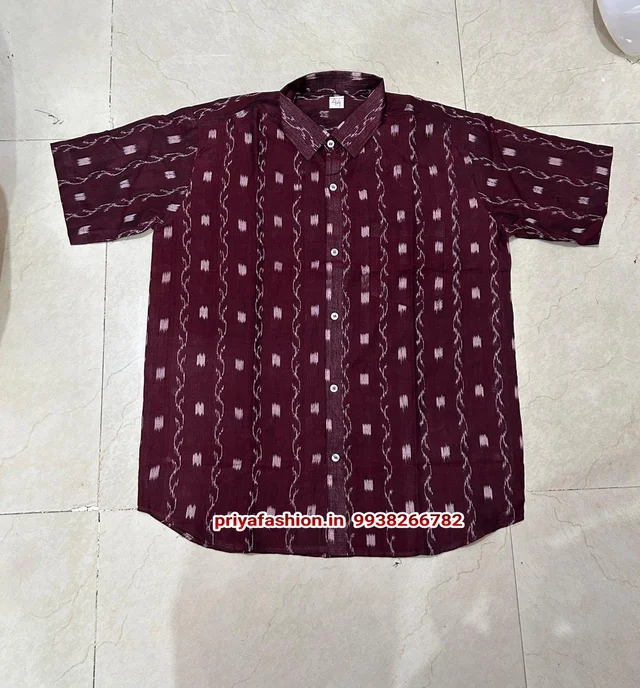 101210 Sambalpuri Handloom Cotton Half Shirt - 38
