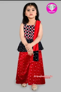 101212 Sambalpuri Handloom Girls Kids Plazo Set - 2 Years