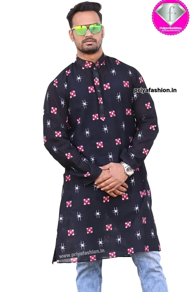 101454 Sambalpuri Stiching Long Kurta / Dhila - Colour.No.1, 36