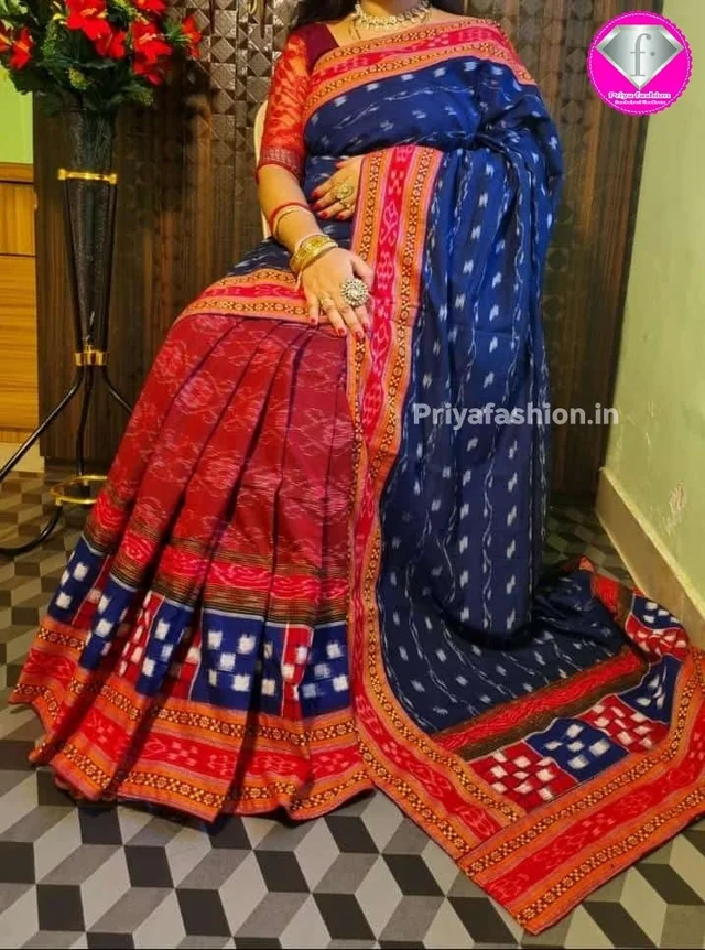 101479 Sambalpuri Handloom Patchwork Saree With Blause