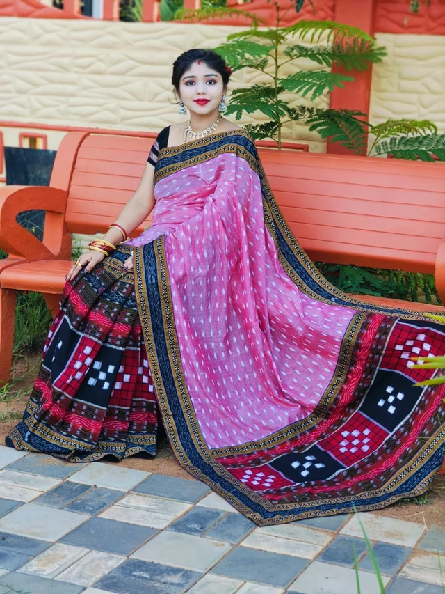 101553 Sambalpuri Handloom Patchwork Saree With Blause
