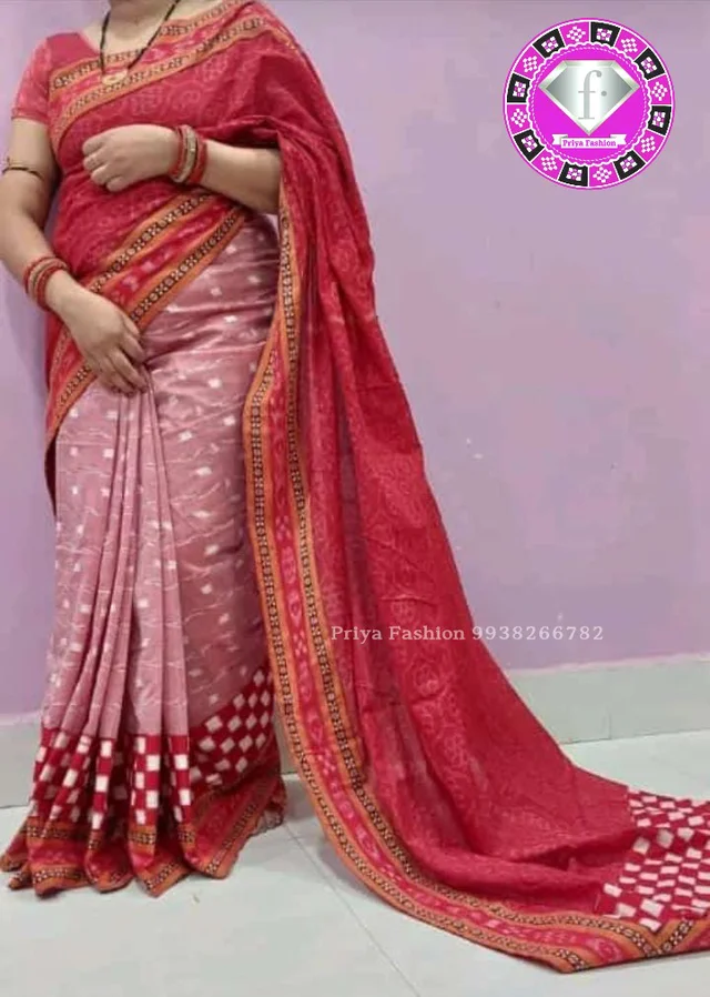 101615 Sambalpuri Handloom Cotton Patchwork Saree With Blause - Sk9000