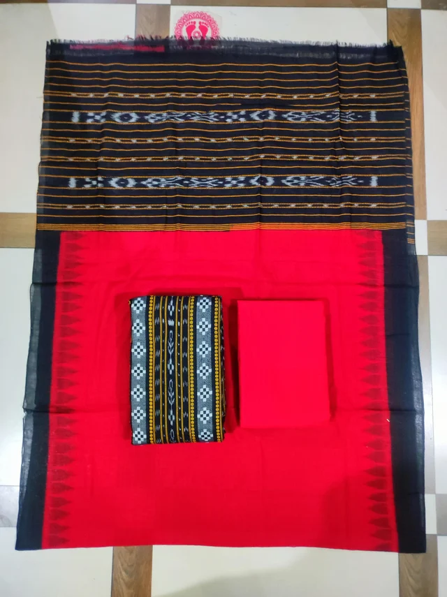 101629 Sambalpuri Handloom Cotton Dress Material With Dupatta