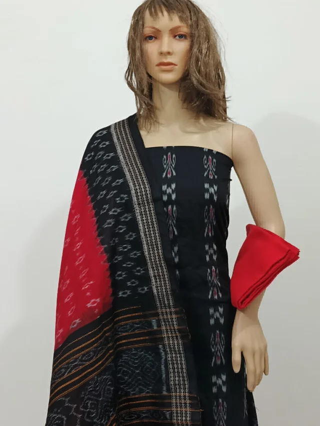 101644 Sambalpuri Handloom Cotton Dress Material With Dupatta