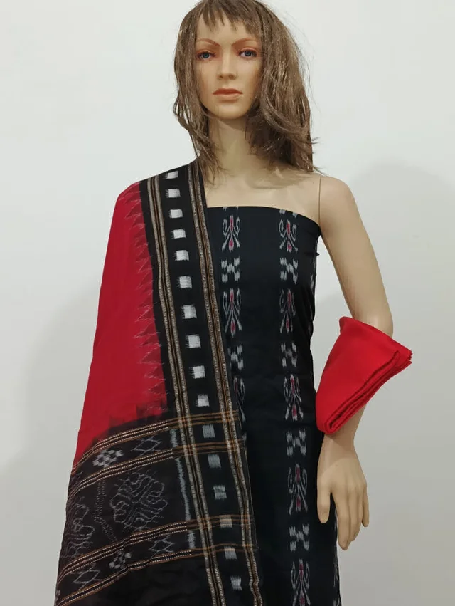101646 Sambalpuri Handloom Cotton Dress Material With Dupatta