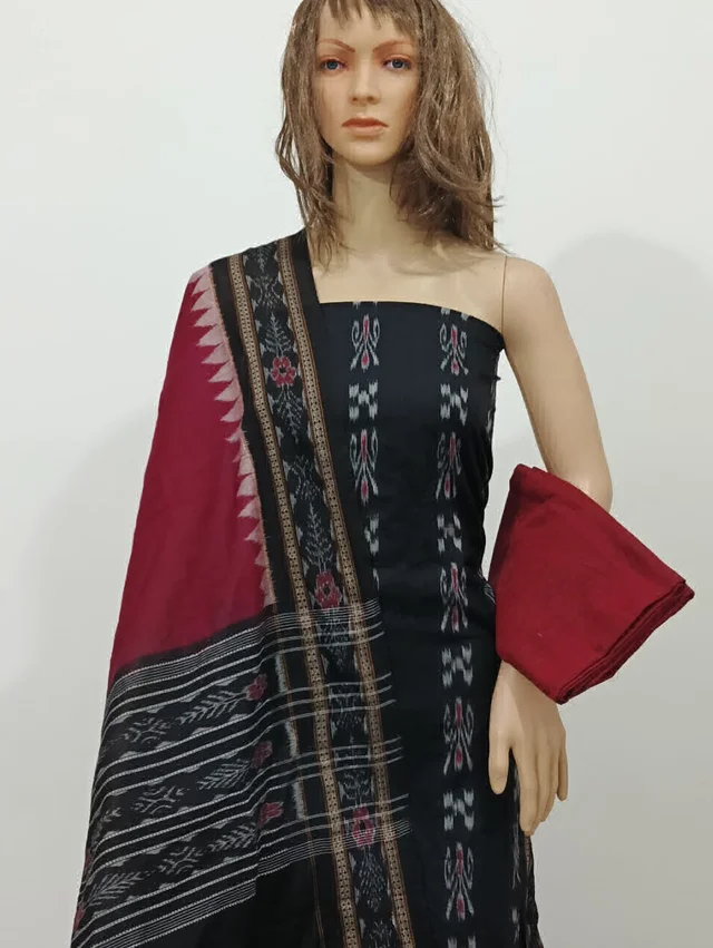 101651 Sambalpuri Handloom Cotton Dress Material With Dupatta