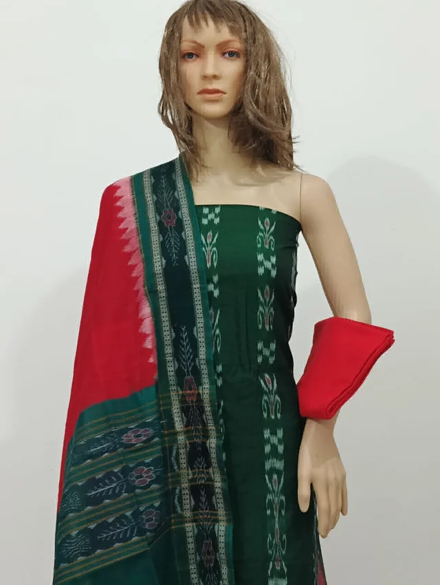 101661 Sambalpuri Handloom Cotton Dress Material With Dupatta