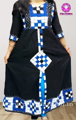 101675 Sambalpuri Handloom Cotton Round Top / Long Kurti - 44