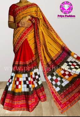 101683 Sambalpuri Handloom Patchwork Saree With Blause
