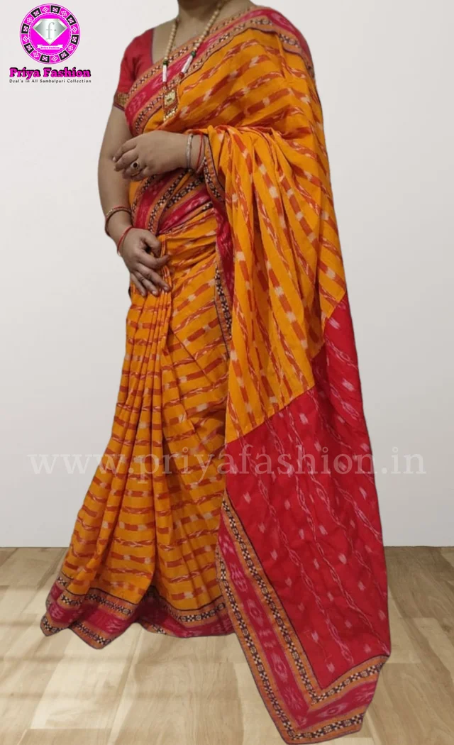 101684 Sambalpuri Handloom Patchwork Saree With Blause