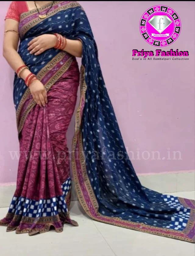101695 Sambalpuri Handloom Patchwork Saree With Blause