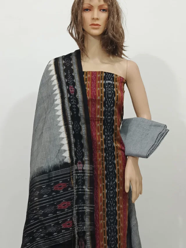 101710 Sambalpuri Handloom Cotton Dress Material With Dupatta