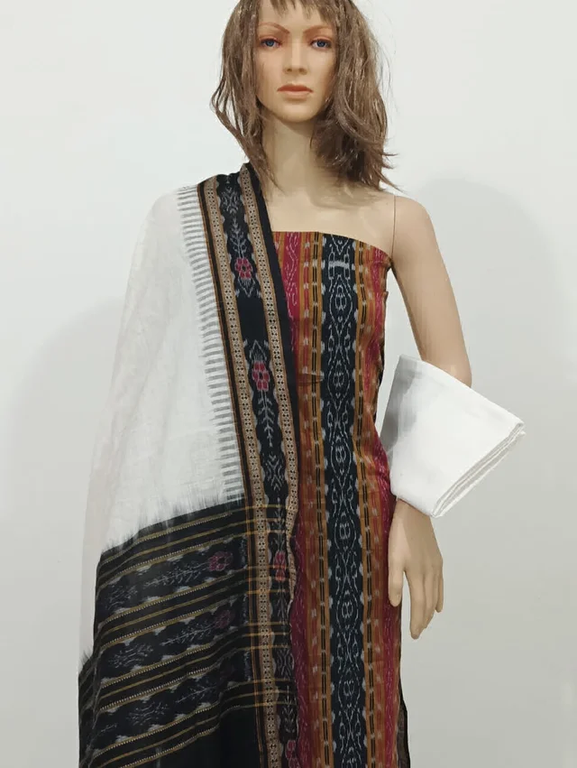 101718 Sambalpuri Handloom Cotton Dress Material With Dupatta