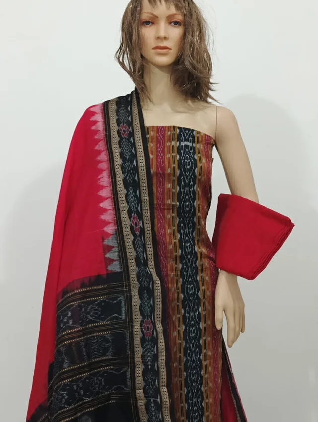 101723 Sambalpuri Handloom Cotton Dress Material With Dupatta