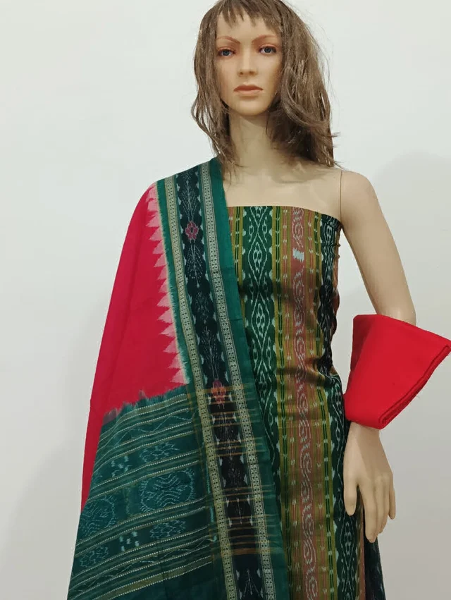 101725 Sambalpuri Handloom Cotton Dress Material With Dupatta