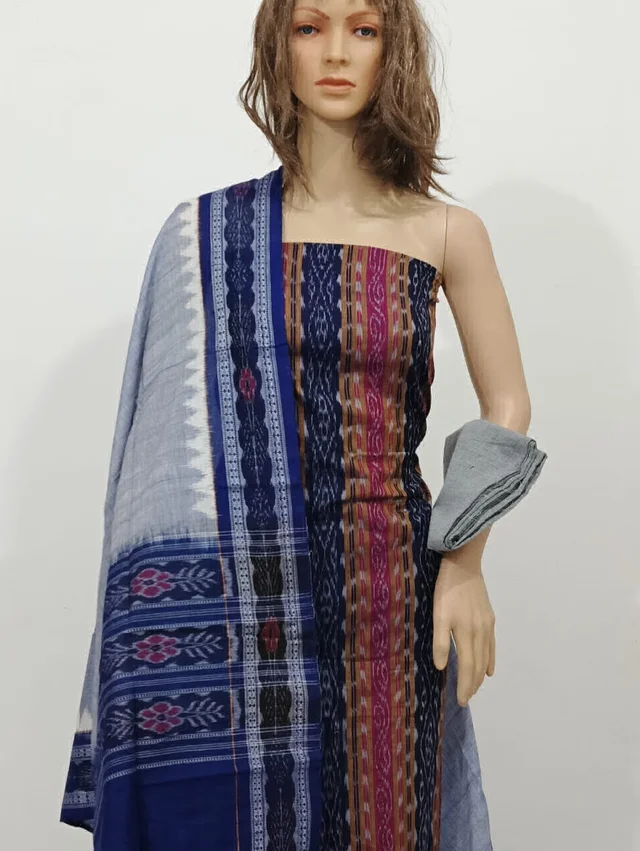 101727 Sambalpuri Handloom Cotton Dress Material With Dupatta