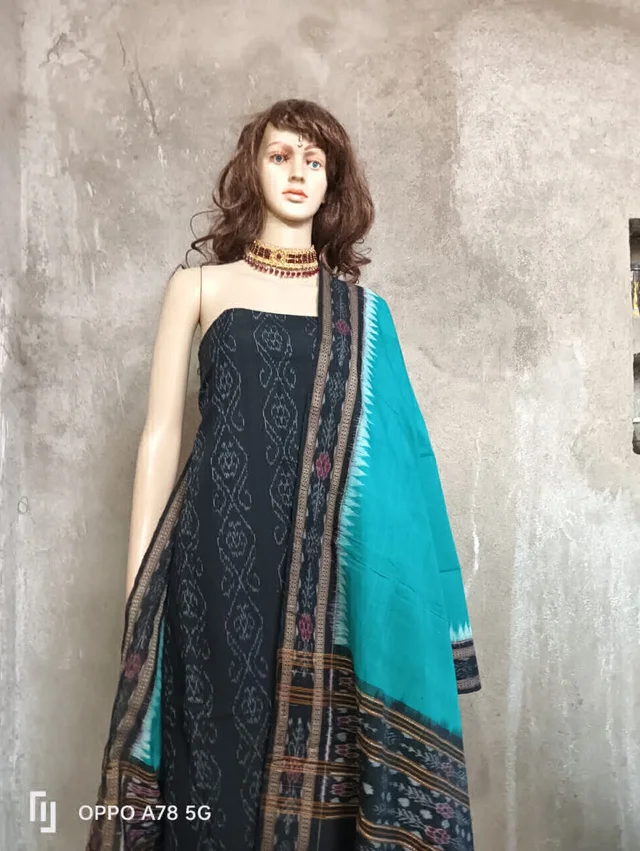101765 Sambalapuri Handloom Dress Material With Dupatta