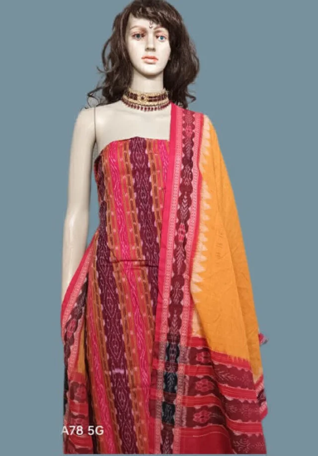 101768 Sambalapuri Handloom Dress Material With Dupatta