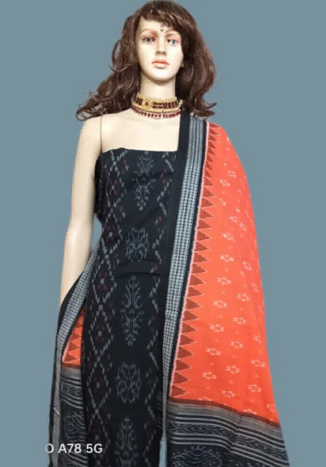 101770 Sambalapuri Handloom Dress Material With Dupatta