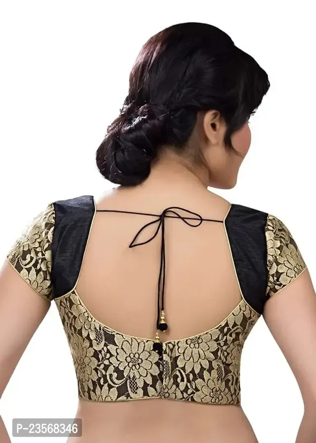 101876 Women Stiching Design Blause - Black, 38