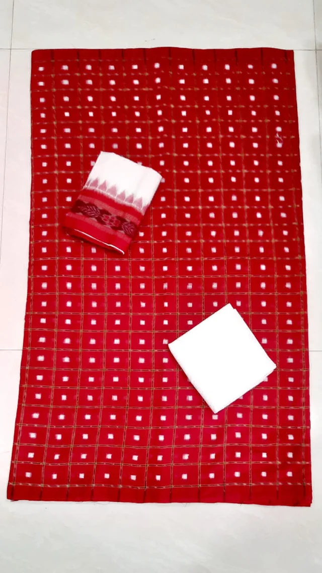 101989 Sambalpuri Handloom Dress Meterial With Dupatta