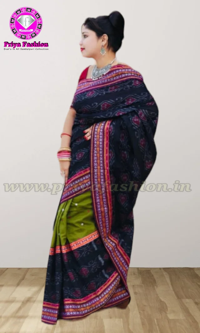102007 Sambalpuri Handloom Patchwork Sarees With Blause