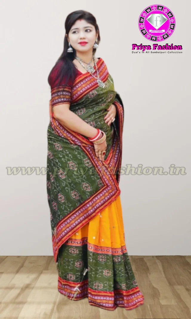 102010 Sambalpuri Handloom Patchwork Sarees With Blause