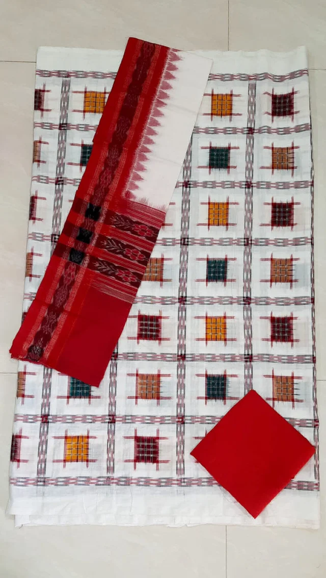 102017 Sambalpuri Handloom Dress Material With Dupatta