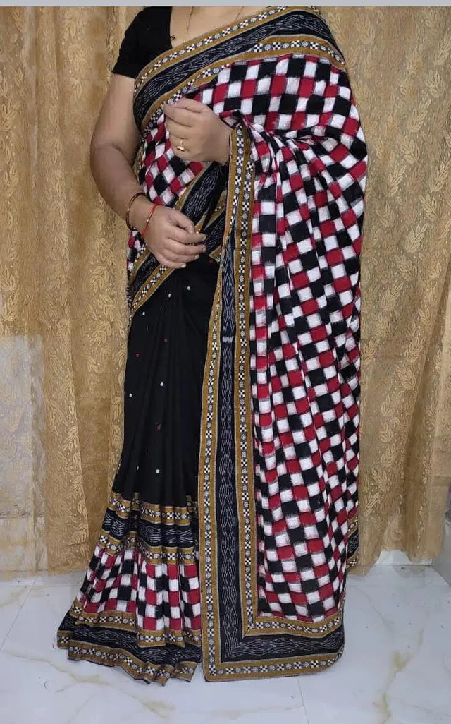 102026 Sambalpuri Handloom Patchwork Saree With Blause