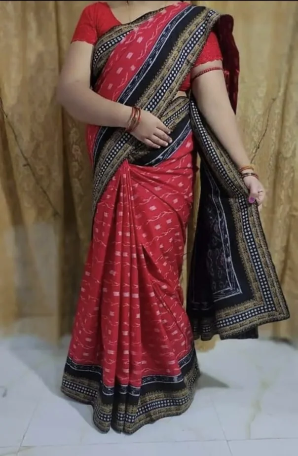102030 Sambalpuri Handloom Patchwork Saree With Blause