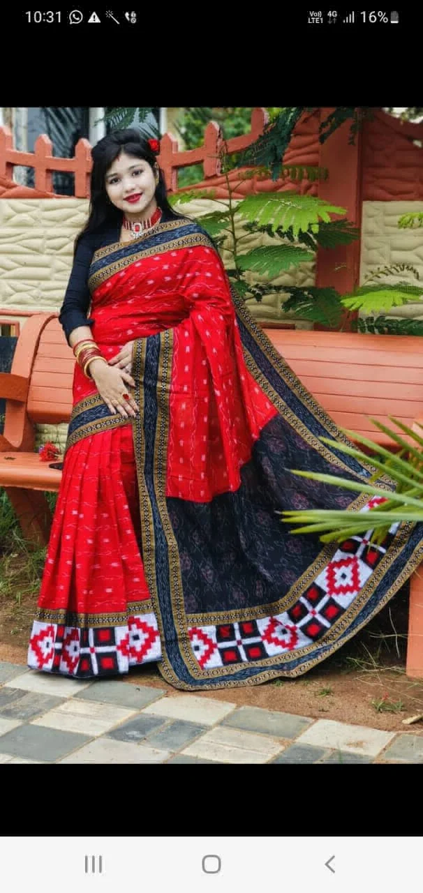 102033 Sambalpuri Handloom Patchwork Saree With Blause