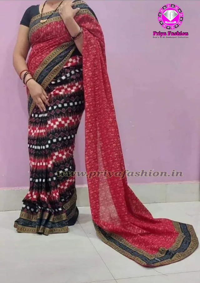 102037 Sambalpuri Handloom Patchwork Saree With Blause