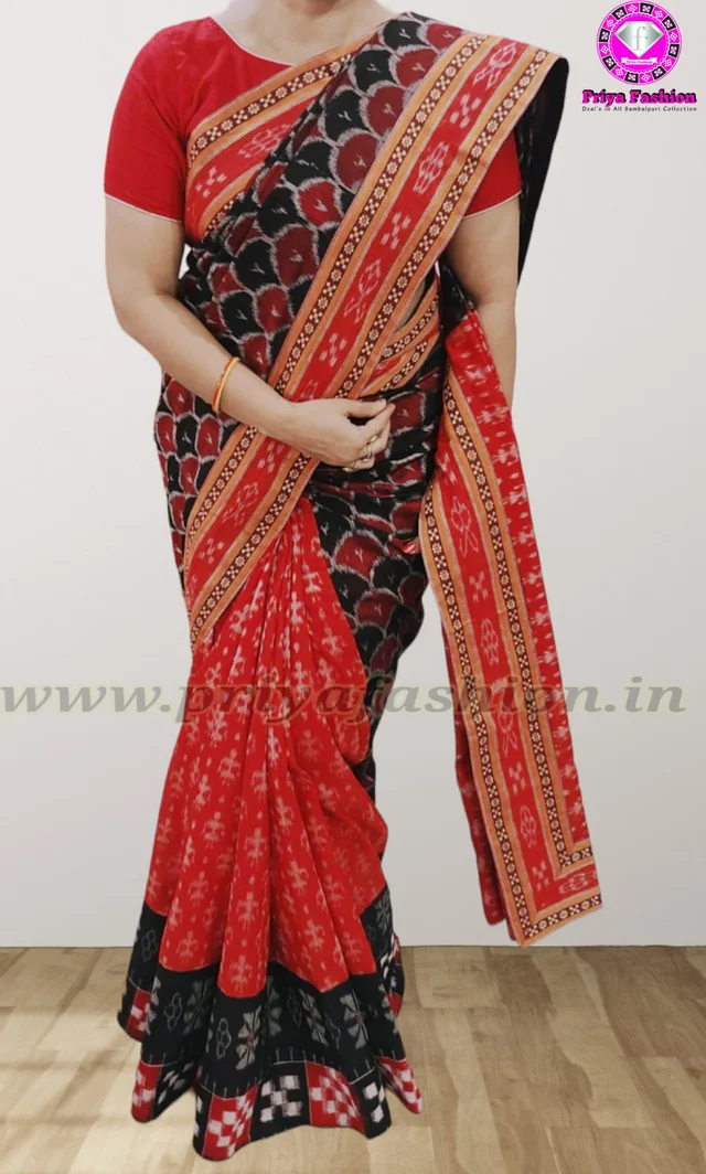 102039 Sambalpuri Handloom Patchwork Saree With Blause