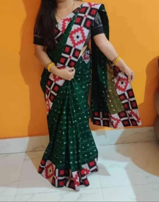 102042 Sambalpuri Handloom Patchwork Saree With Blause