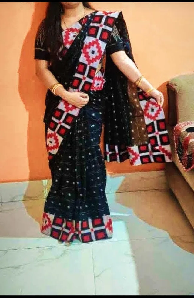102043 Sambalpuri Handloom Patchwork Saree With Blause