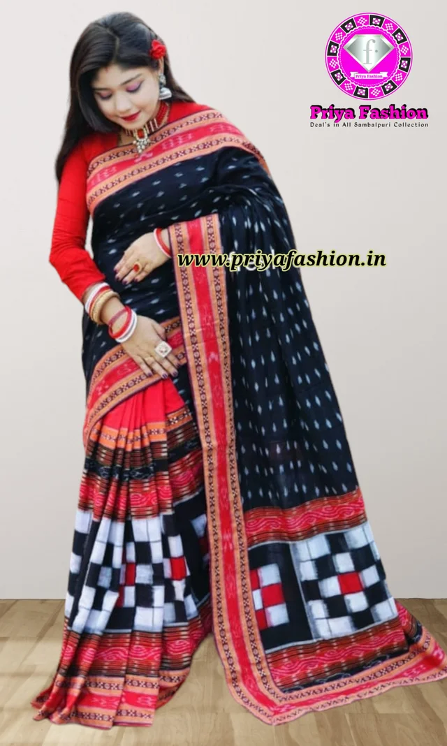 102045 Sambalpuri Handloom Patchwork Saree With Blause