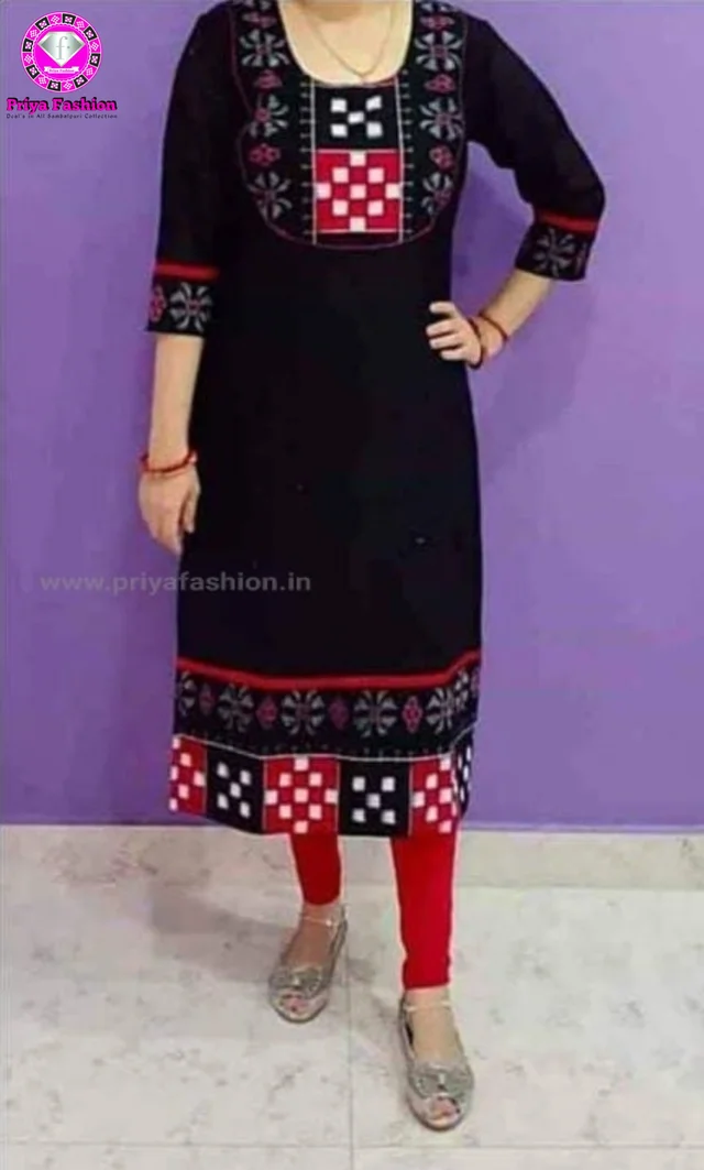 Sambalpuri Stiching Kurti New Design 32-42 Chest - 40 Chest, Black