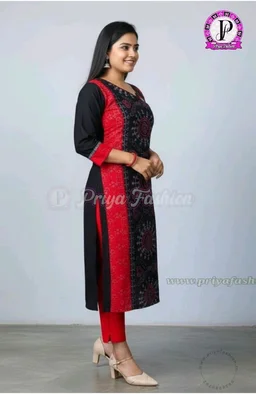 101063 Sambalpuri Handloom Cotton Stiching Kurti - 42 Chest, Black
