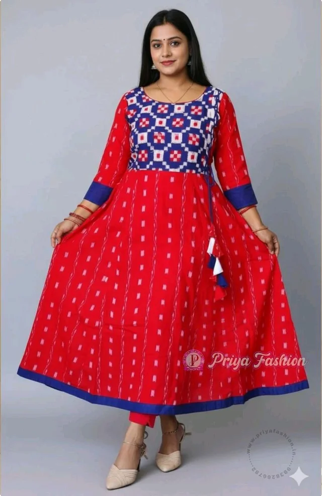 101067 Sambalpuri Handloom Round Kurti ,Anarkali - 44 Chest