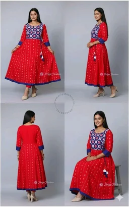 101067 Sambalpuri Handloom Round Kurti ,Anarkali - 44 Chest