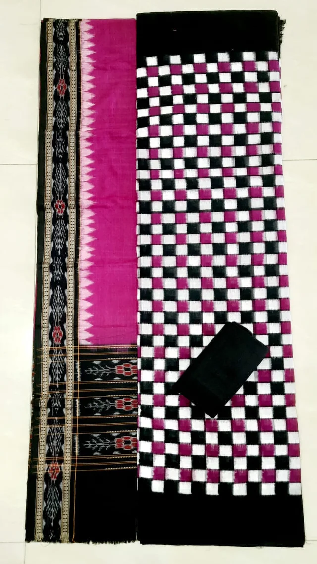 102065 Sambalpuri Handloom Dress Material With Dupatta Set